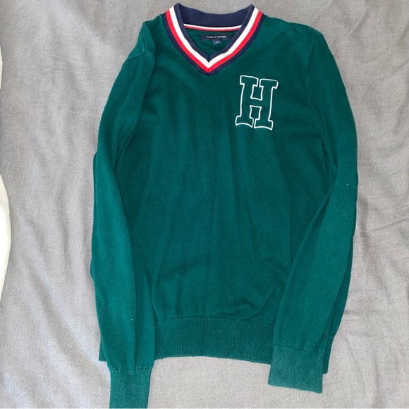 Men’s Green Medium Tommy Hilfiger Crewneck - Picture 2 of 8